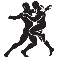 Wrestling Silhouette Illustration for Sports, Combat, and Strength