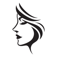 Elegant woman face silhouette minimalist vector art for beauty salon