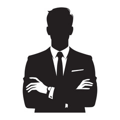 Professional Businessman Silhouette Graphic with Arms Crossed Posing
