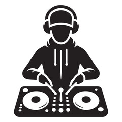 Cool DJ Silhouette Vector with Turntables for Music and Entertainment Projects