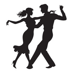 Silhouette Couple Dancing Illustration For Romantic Designs