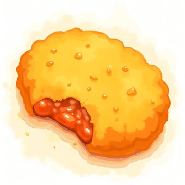 golden fried chicken nugget with sauce clip art preview