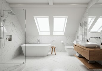 Bright Marble Attic Bathroom