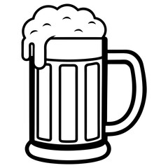 bier krug silhouette line art vector illustration