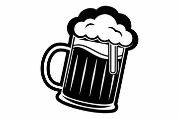 bier krug silhouette line art vector illustration