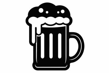 bier krug silhouette line art vector illustration