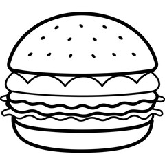burger silhouette line art vector illustration