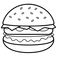 burger silhouette line art vector illustration
