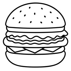 burger silhouette line art vector illustration