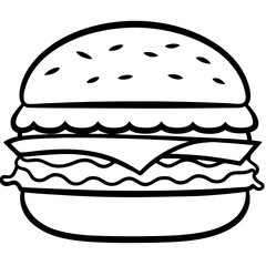 burger silhouette line art vector illustration