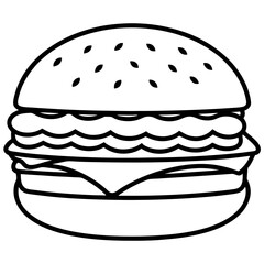 burger silhouette line art vector illustration