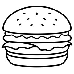 burger silhouette line art vector illustration