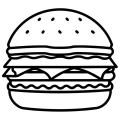 burger silhouette line art vector illustration