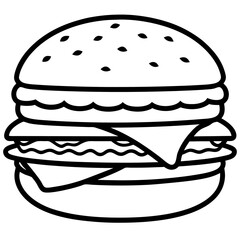 burger silhouette line art vector illustration