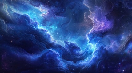 Stunning Ethereal Clouds in Deep Space with Vibrant Colors and Stars