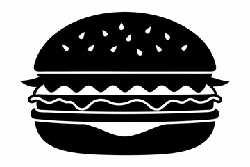 burger silhouette line art vector illustration