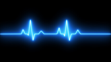 Pulse icon. Neon heartbeat line icon. Neon heartbeat icon illustration on black background.