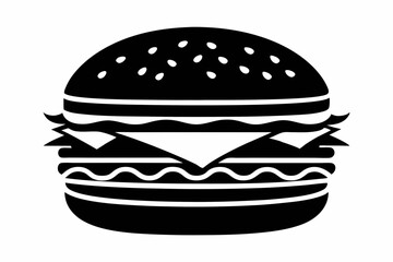 burger silhouette line art vector illustration