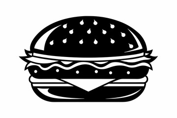 burger silhouette line art vector illustration