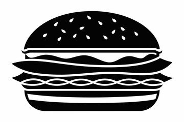 burger silhouette line art vector illustration