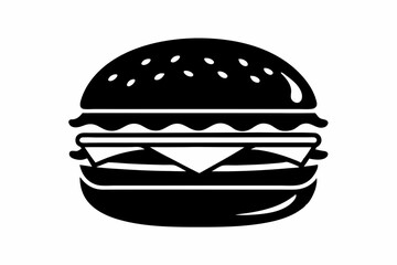 burger silhouette line art vector illustration