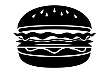 burger silhouette line art vector illustration