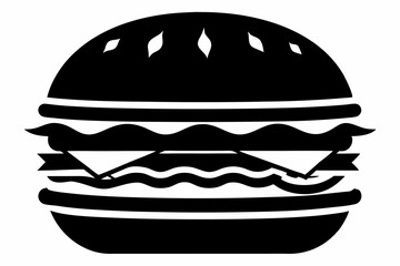 burger silhouette line art vector illustration