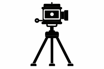 camera stand silhouette line art vector illustration