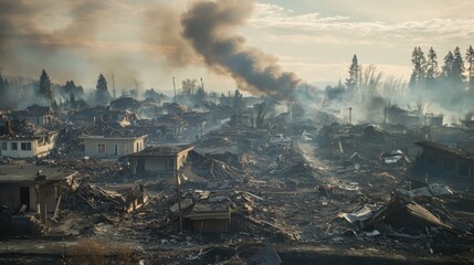 Devastation After Fire Destroys Neighborhood and Leaves Ruins Behind