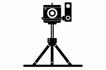 Obraz premium camera stand silhouette line art vector illustration