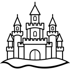 Obraz premium castle silhouette line art vector illustration