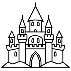 Fototapeta premium castle silhouette line art vector illustration
