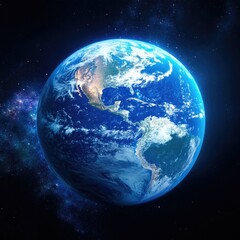 Planet Earth in Space: Blue Marble Against a Starry Background and the earth day 