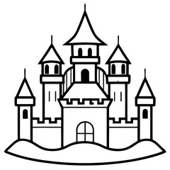 Fototapeta premium castle silhouette line art vector illustration