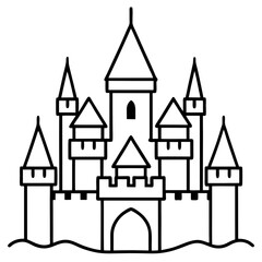 Fototapeta premium castle silhouette line art vector illustration