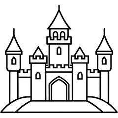 Obraz premium castle silhouette line art vector illustration