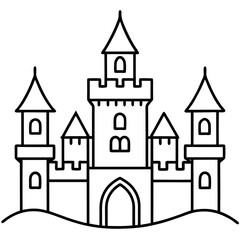Fototapeta premium castle silhouette line art vector illustration