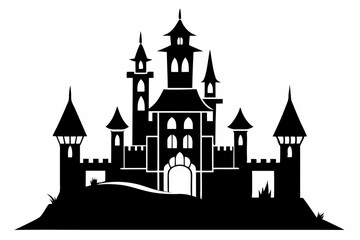 Fototapeta premium castle silhouette line art vector illustration