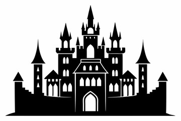 Obraz premium castle silhouette line art vector illustration