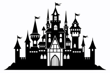 Obraz premium castle silhouette line art vector illustration