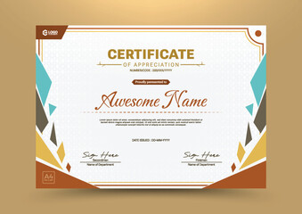 certificate of appreciation design template with geometric style