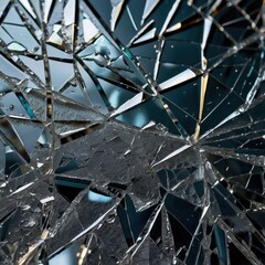 Highly detailed close-up texture of shattered glass with intricate cracks spreading across the surface