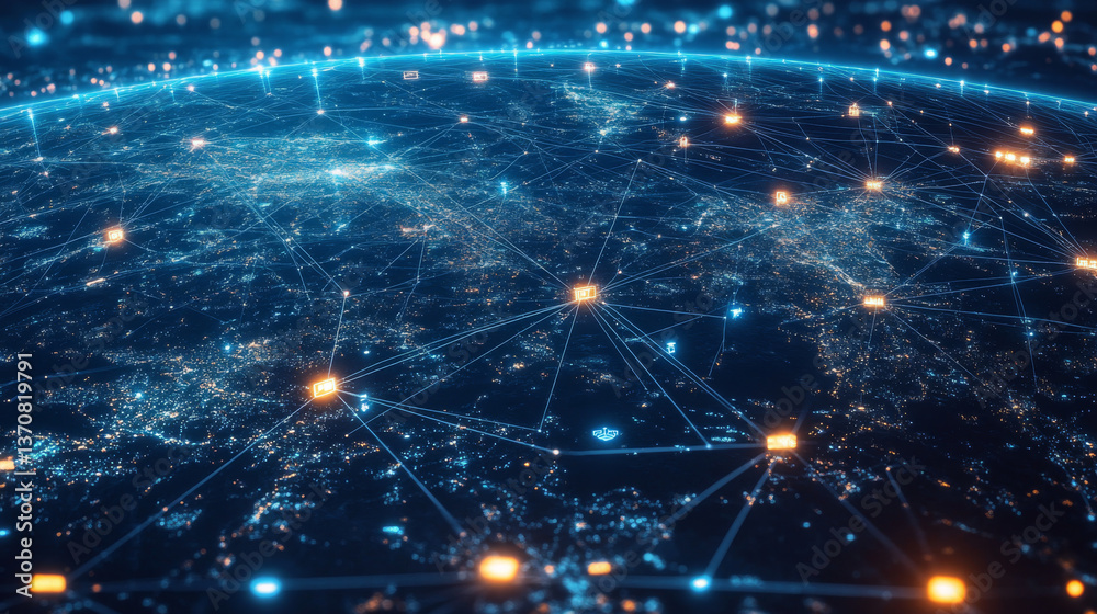 Poster internet of things(iot) concept. iot design.global network connection. communication technology and 