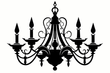 chandelier silhouette line art vector illustration