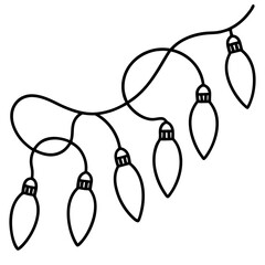 Obraz premium christmas lights silhouette line art vector illustration