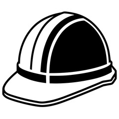 construction helmet silhouette line art vector illustration