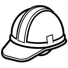 construction helmet silhouette line art vector illustration