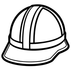 construction helmet silhouette line art vector illustration