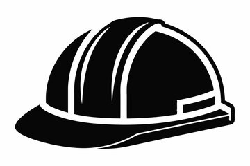 construction helmet silhouette line art vector illustration