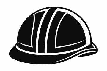 construction helmet silhouette line art vector illustration